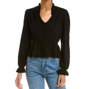Ba&sh Seoul Peplum Sweater Black V-Neck Women’s Small